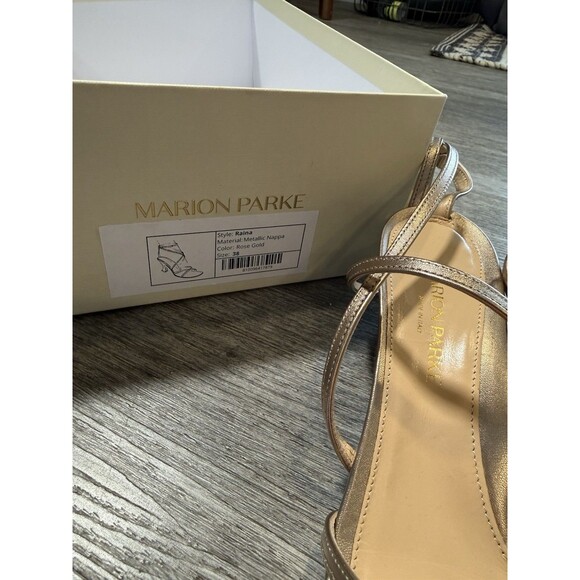Marion Parke Women's Metallic Napa Raina Kitten Heel Strappy Rose Gold Size EU38 - Picture 2 of 11